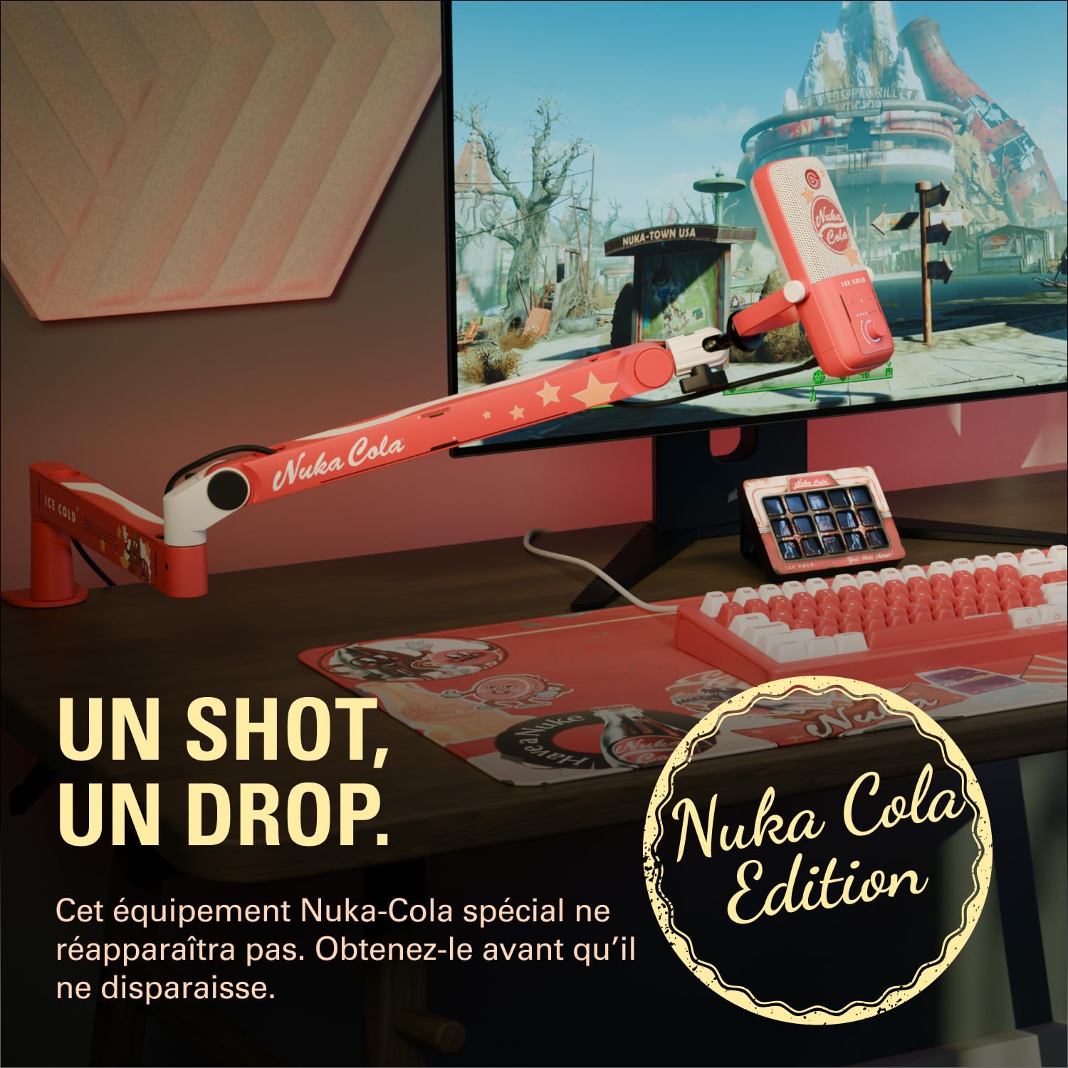 Elgato Nuka-Cola Mic Arm LP – Fallout Special Edition Low-Profile Adjustable Microphone Arm for Streamers, Creators, and Studio Setups