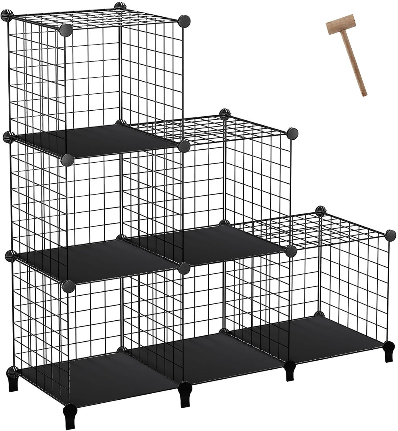 Cedilis Cube Storage Organizer, 6Cube Wire Storage Shelves, Metal Grids Book Shelf