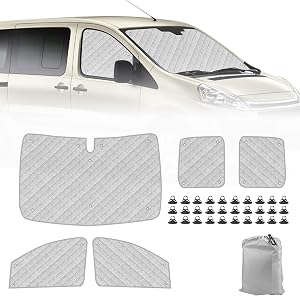 Set deflectoare de vânt LMYSUFI pentru Citroen Jumpy 2006-2016, 5 piese, cu margine neagră, protecție solară