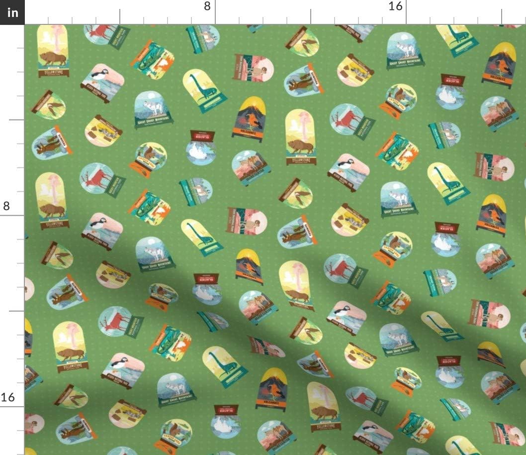 Spoonflower Fabric - Small Scatter Forest Green Water Recreation Camping Printed on Petal Signature Cotton Fabric by The Yard - Sewing Quilting Apparel Crafts Decor