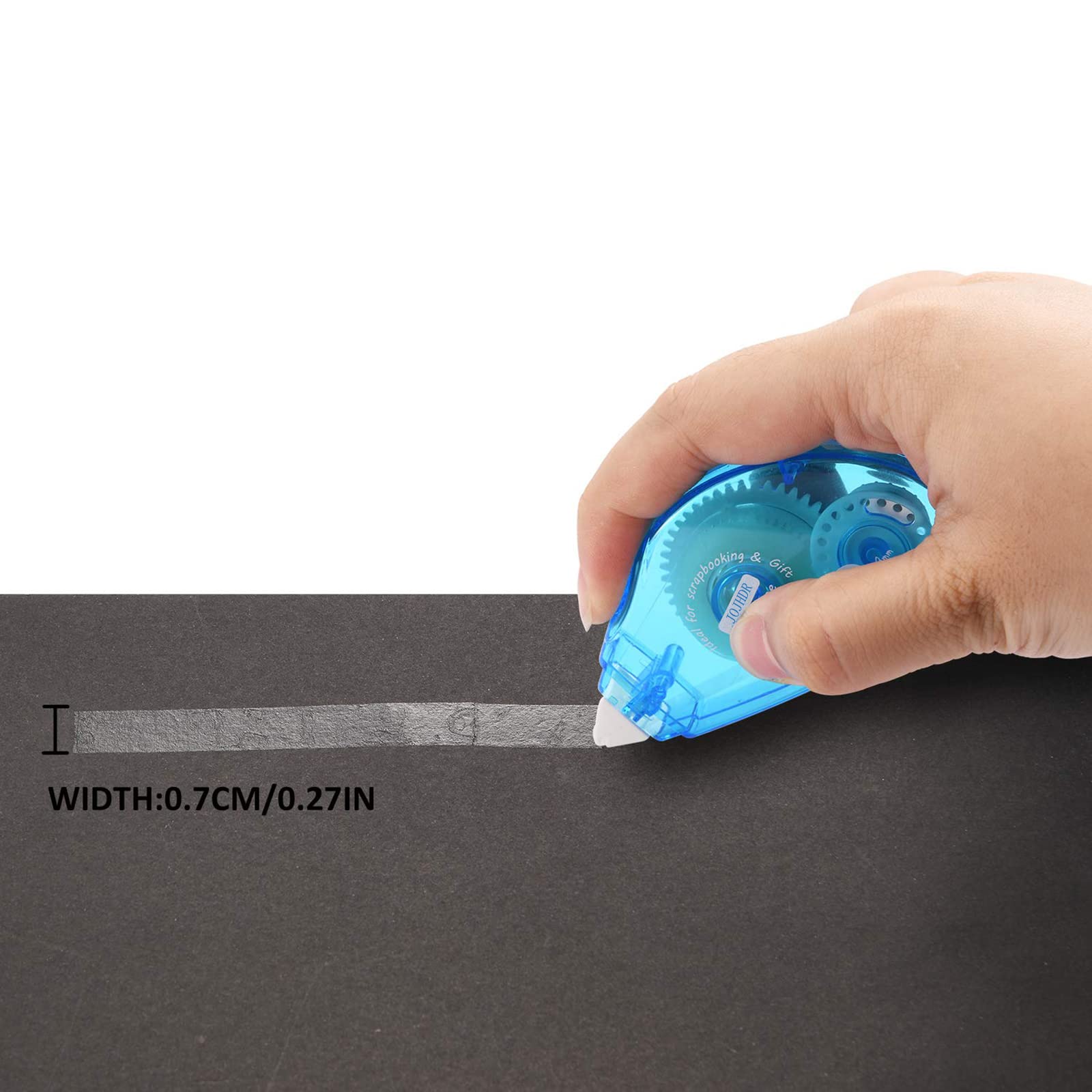 Cinta adhesiva de doble cara, rodillo adhesivo para manualidades, tarjetas y álbumes de recortes, 0.3 x 360 pulgadas, paquete de 4 (azul)