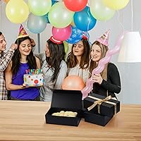 Vista 4 de Paquete de 4 Cajas de Regalo de 12x6x4 Pulgadas con Tapas de Cierre Magnético, Caja Negra Magnética para Boda, Propuesta de Padrinos y Damas