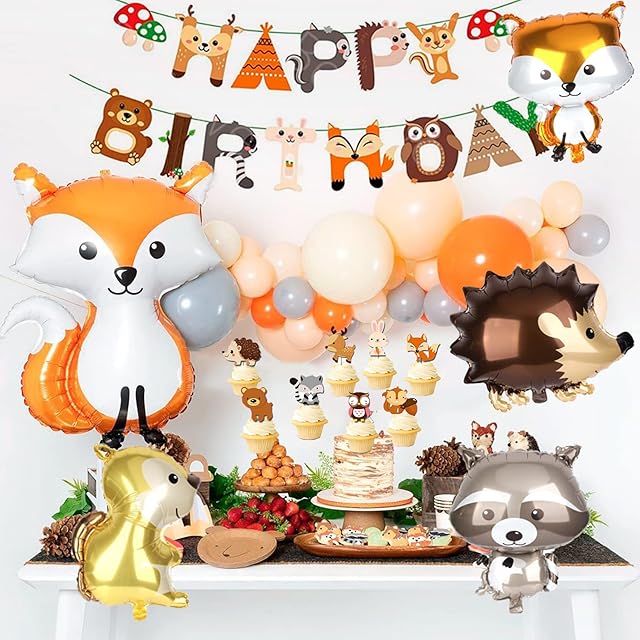 JeVenis Woodland Animals Balloons Woodland Party Supplies Forest Animal Friends Themed Balloons Woodland Animals Birthday Party Decorations Safari Party Decorations