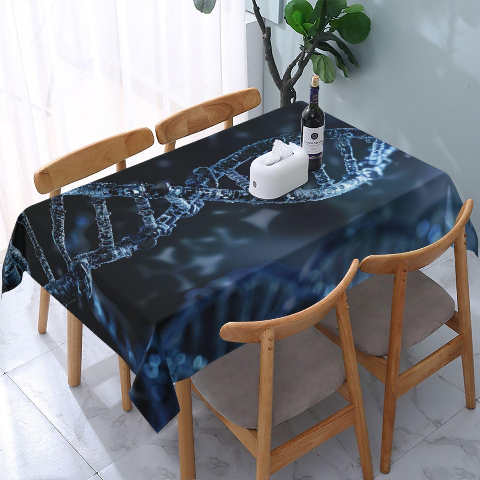 Nappe imprimée ADN anti-tache rectangulaire 183x137 cm pour table