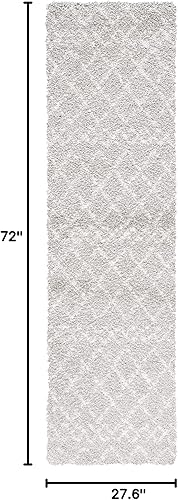 Miniatura 2 de SAFAVIEH Berber Shag Collection - Alfombra para pasillo, 2 pies 3 pulgadas x 6 pies, color gris claro y crema, diseño marroquí, no desprende pelusa
