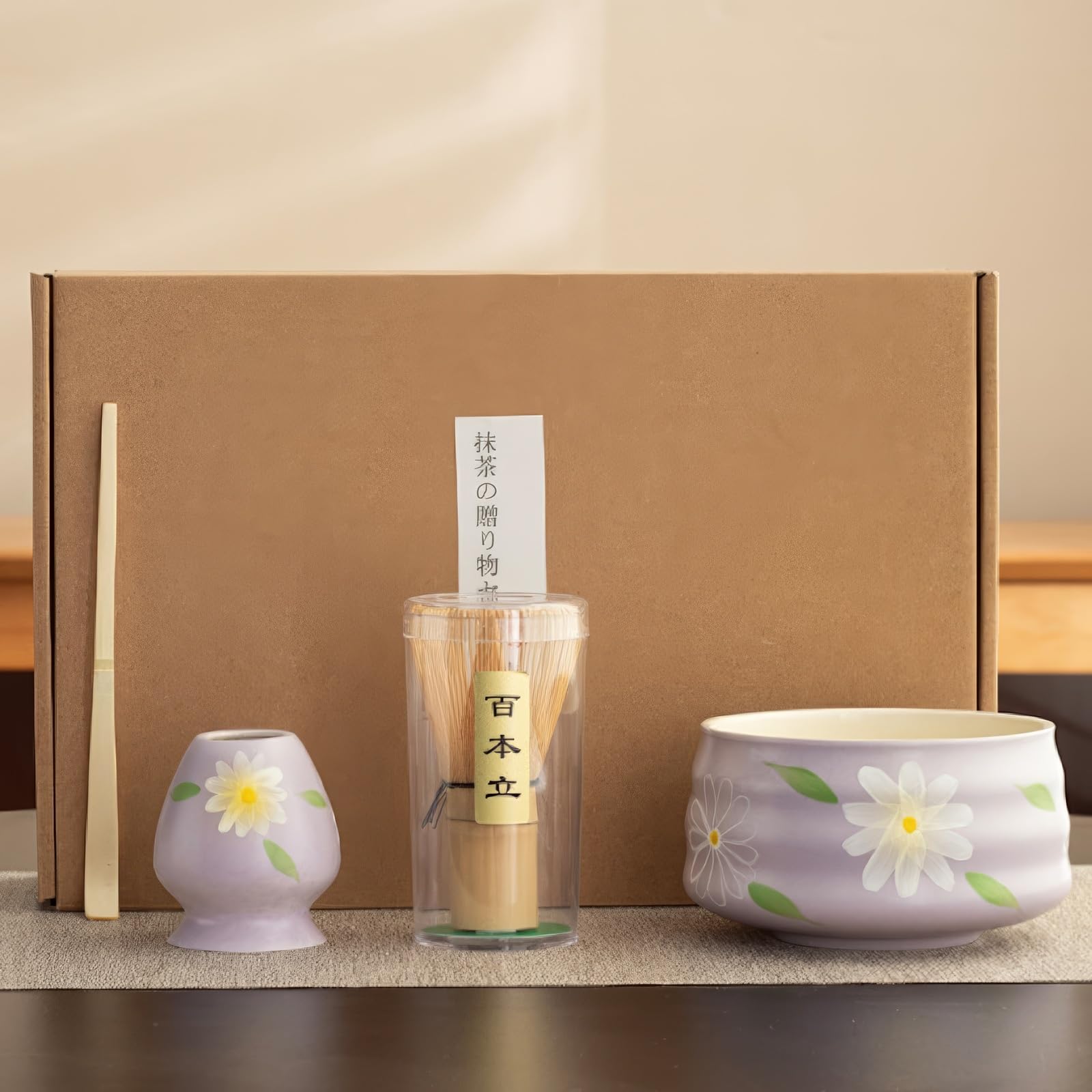 短冊　お点前セット　9点　茶筅なし　木箱に汚れあり Amazon｜JIKANNOYA 抹茶 セット 初心者 茶道具 matcha set お点前