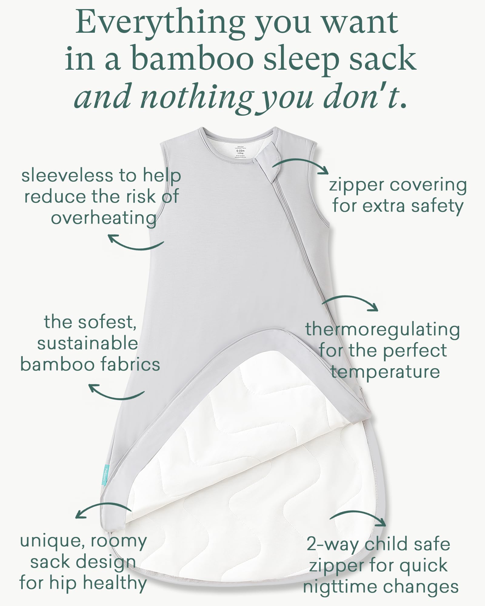 PurComfy Supersoft Sleep Sack 1.0 TOG, Premium Bamboo Viscose Baby Sleeping Bag, 2-Way Safe Zipper Sleep Sacks 6-15 Months (Dolphin)