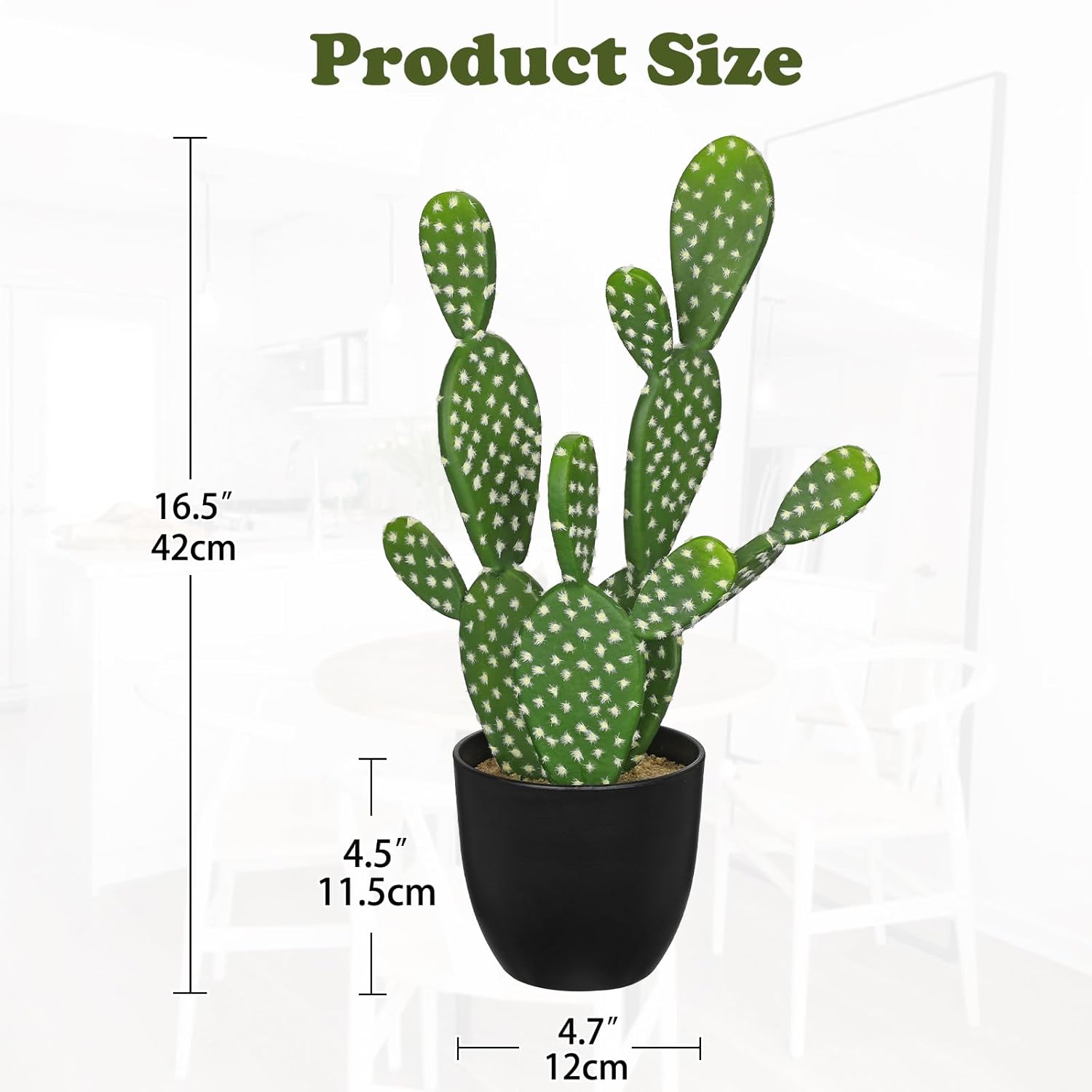 DILATATA 16.5" Small Fake Cactus Plant Potted 'Prickly Pear Cactus' Faux Cacti for Home Garden Office Decor Housewarming Gifts