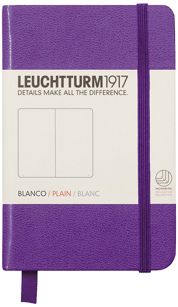 Leuchtturm1917 Not Defteri Mini Boy (A7), Sert Kapak, 168 Numaralandırılmış Sayfa, Düz, Mor