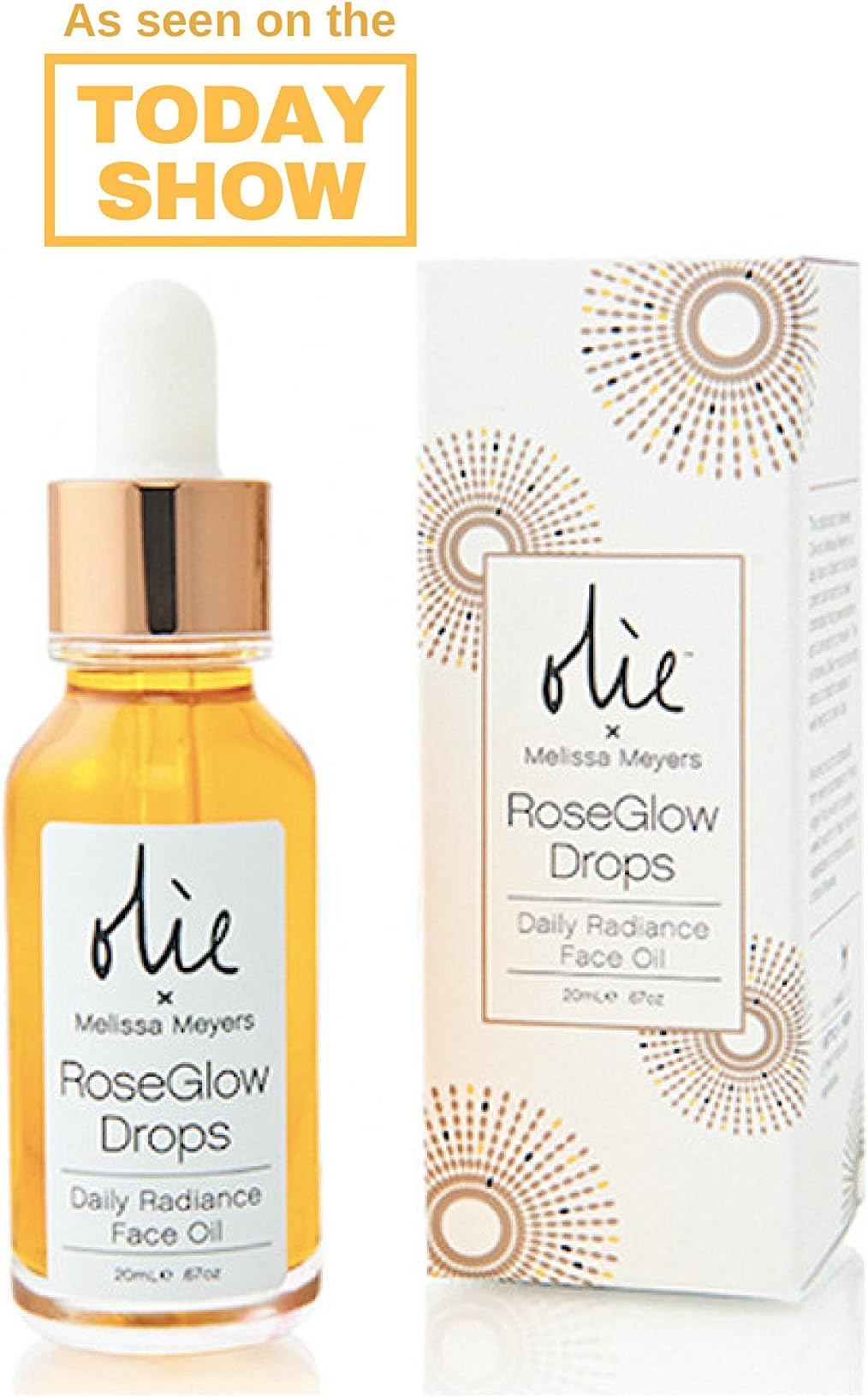 Organic RoseGlow Drops, Olie x Melissa Meyers Daily Radiance Face Oil, Blend of Camellia Oil, Rose Hip Oil, Carrot Seed Oil, and Pomegranate Seed Oil - As Seen On NBC The Today Show!