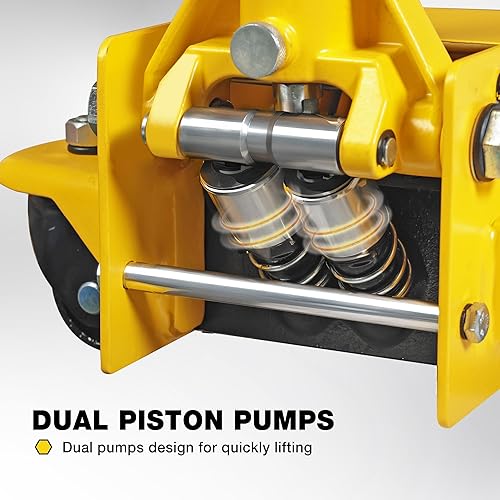 Miniatura 6 de YELLOW JACKET Bomba doble hidráulica de 3 toneladas para elevación rápida del automóvil, gato de servicio de perfil bajo, capacidad de 6600 libras