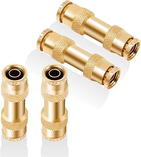 HaSaoMoi 3/8" Dot Push-To-Connect Fittings (Three-eighth of an inch) Air Fittings Straight Union 3/8" Tube OD Brass Push Air Brake line fittings for Trucks Trailers and Industrial Use (4 Pack)