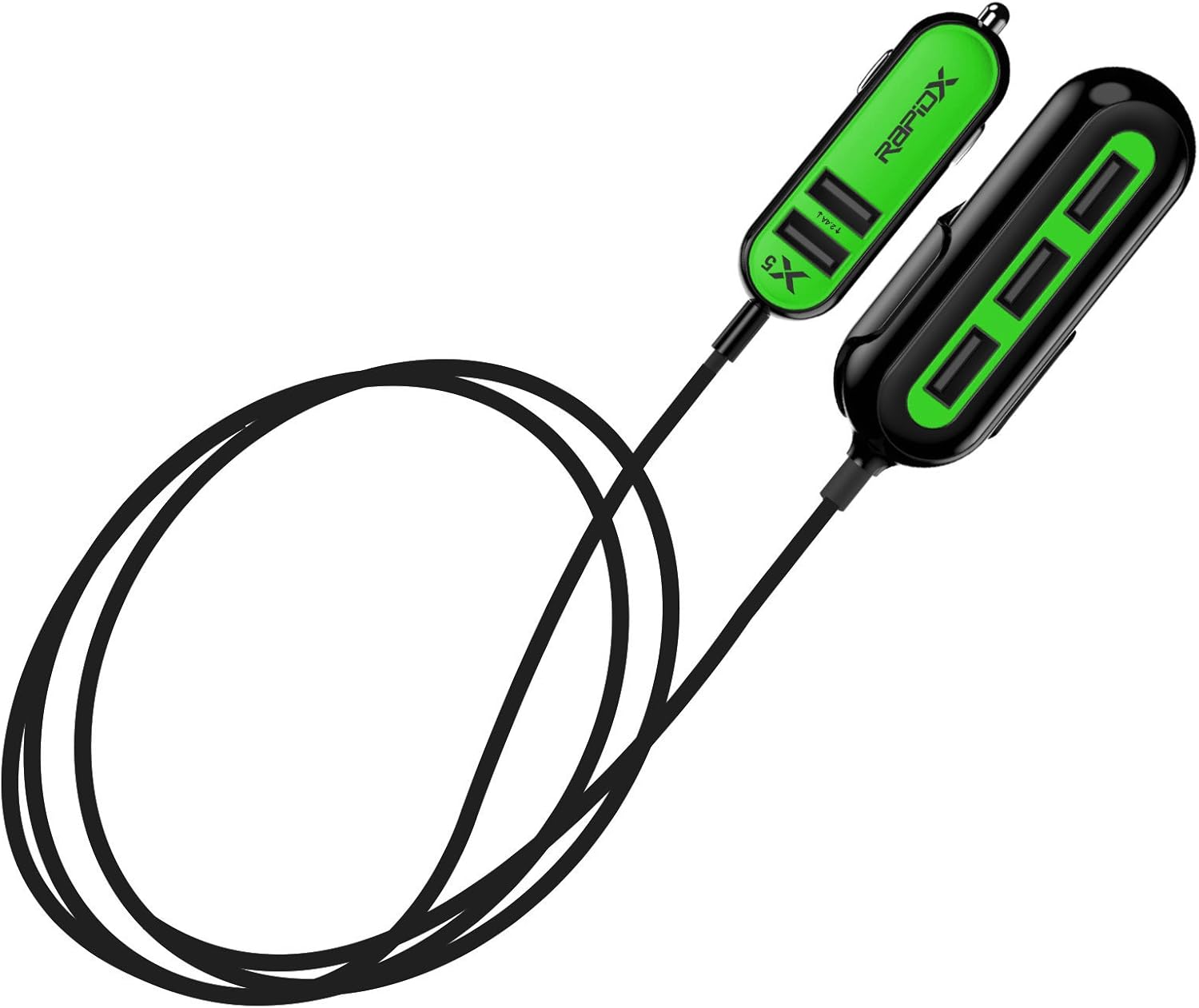 Black Friday Sale 2022 RapidX X5 5 USB Ports Car Charger 22.4A Green