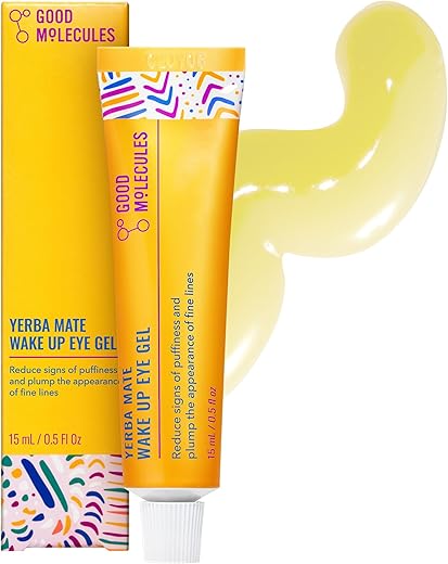 Good Molecules Yerba Mate Wake Up Eye Gel - Hydrating Under Eye Gel Cream with Hyaluronic Acid and Caffeine - Target Dark Circles and Puffiness - Skin Care for Face
