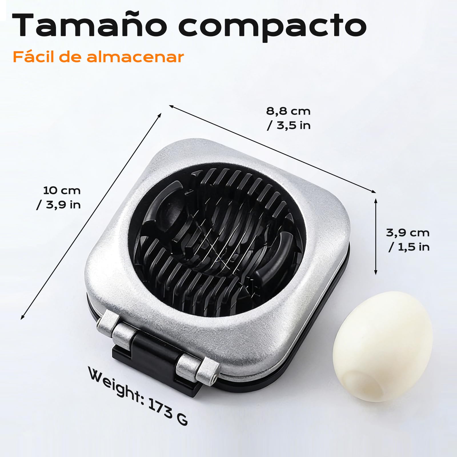 Cortador Huevos Duros Acero Inoxidable Aluminio, Corta Huevos Cocidos Profesional apto para Lavavajillas, Cortador de Huevo Cocidos de Velocidad para Tomates Mozzarella Kiwi Fresas, Egg Slicer