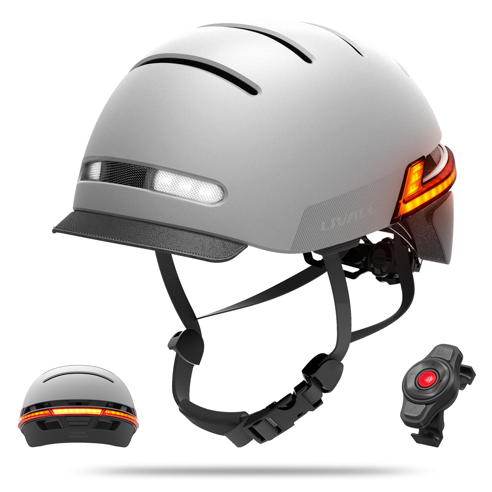 LIVALL Casque de Vélo Bluetooth avec Lumières LED, Clignotants, avec Microphone et Haut, Casque de Vélo Intelligent avec Télécommande, Alarme SOS, Parleur, Homme et Femme Adultes