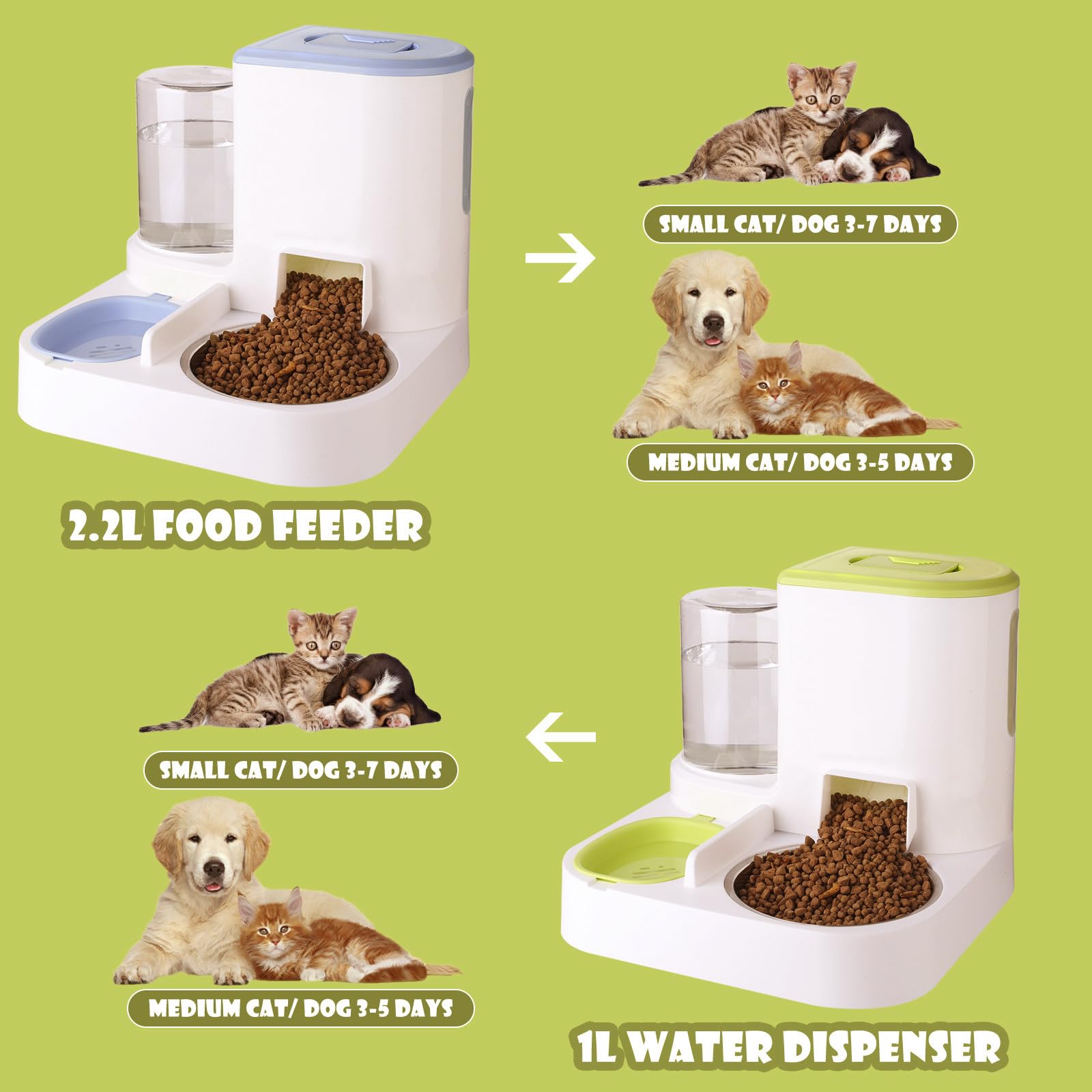 Cat Water Dispenser 2-Pack Gravity Pet Feeder Waterer Gallon