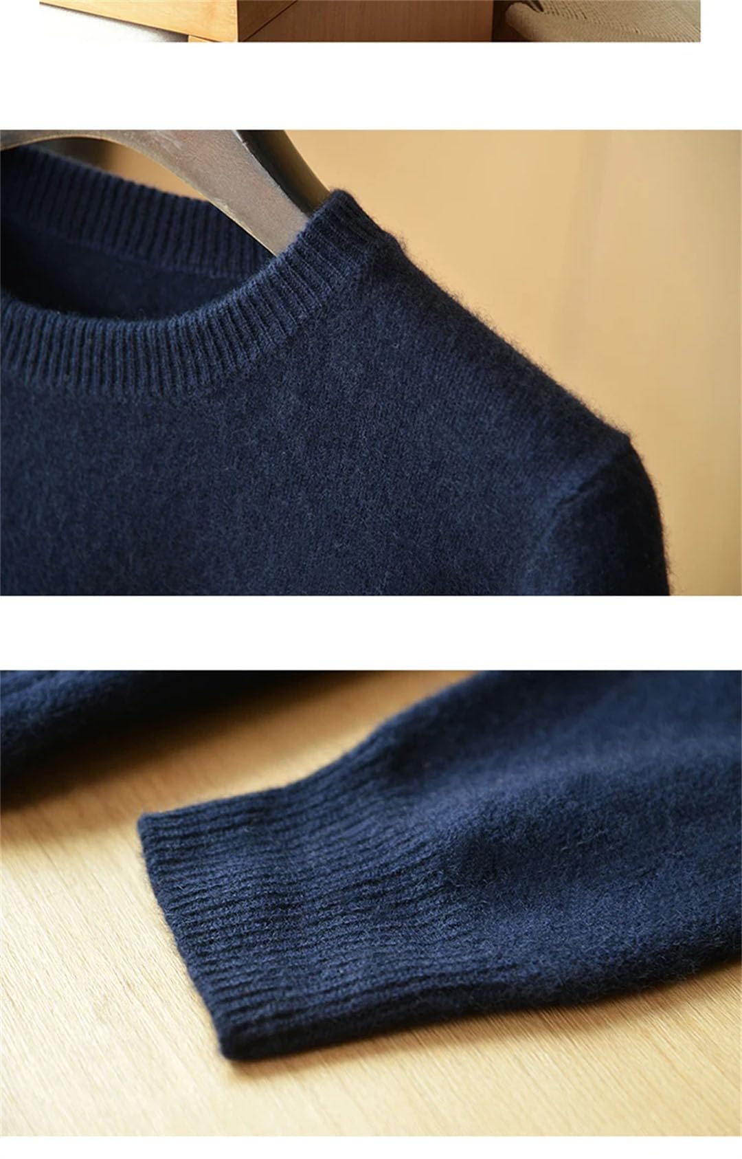 Suéter de cachemira de invierno para hombre, cuello redondo, grueso, 100% sólido, suéter de montaña