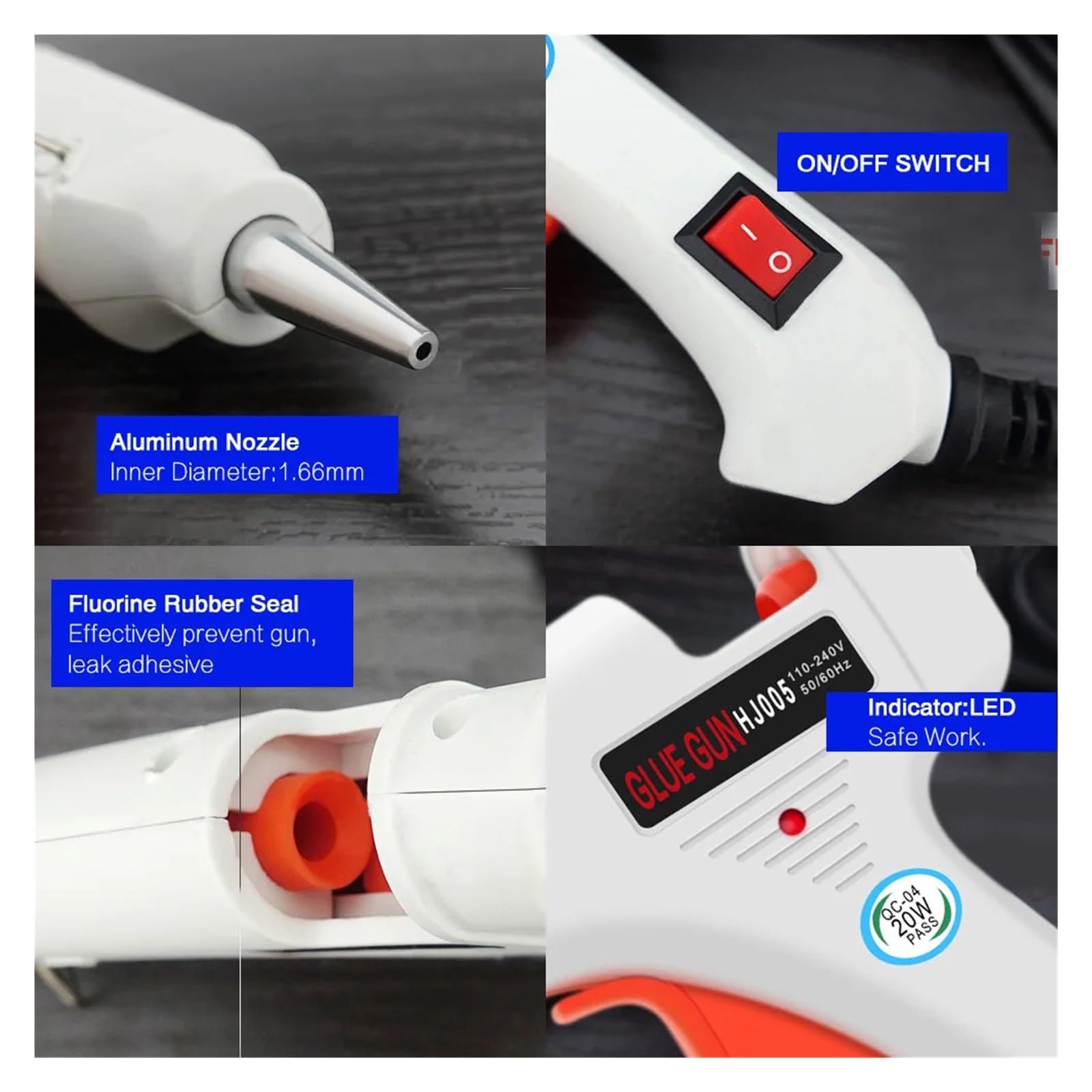 6-in-1-Heißklebepistolen-Set, elektrisches Heißklebepistolen-Reparaturwerkzeug, professionelles DIY, 20 W, mit Sticks for Heimwerker, Weihnachtsgeschenke, Basteln(HJ005KS2)