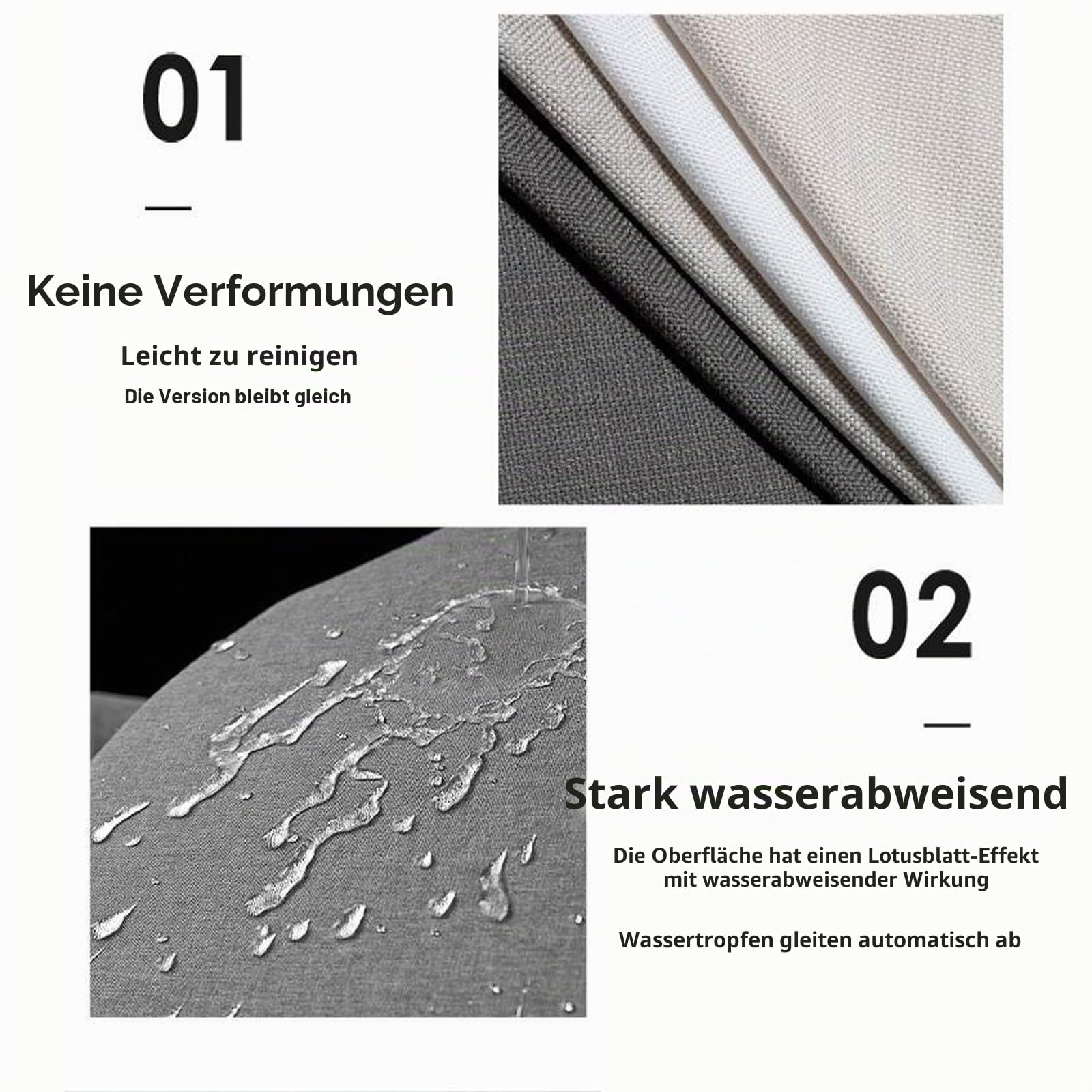 Outdoor-Sitzkissen-Set, tiefe Sitzkissen für Terrassenmöbel, Rasenstühle, Allwetterkissen, 55 x 55 cm, Grau