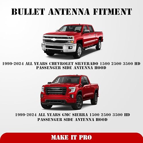 Miniatura 3 de KitsPro Antena de 50 Cal para todos los años Chevy Chevrolet Silverado y GMC Sierra 1500 2500 3500, antena de radio corta negra mate para camión