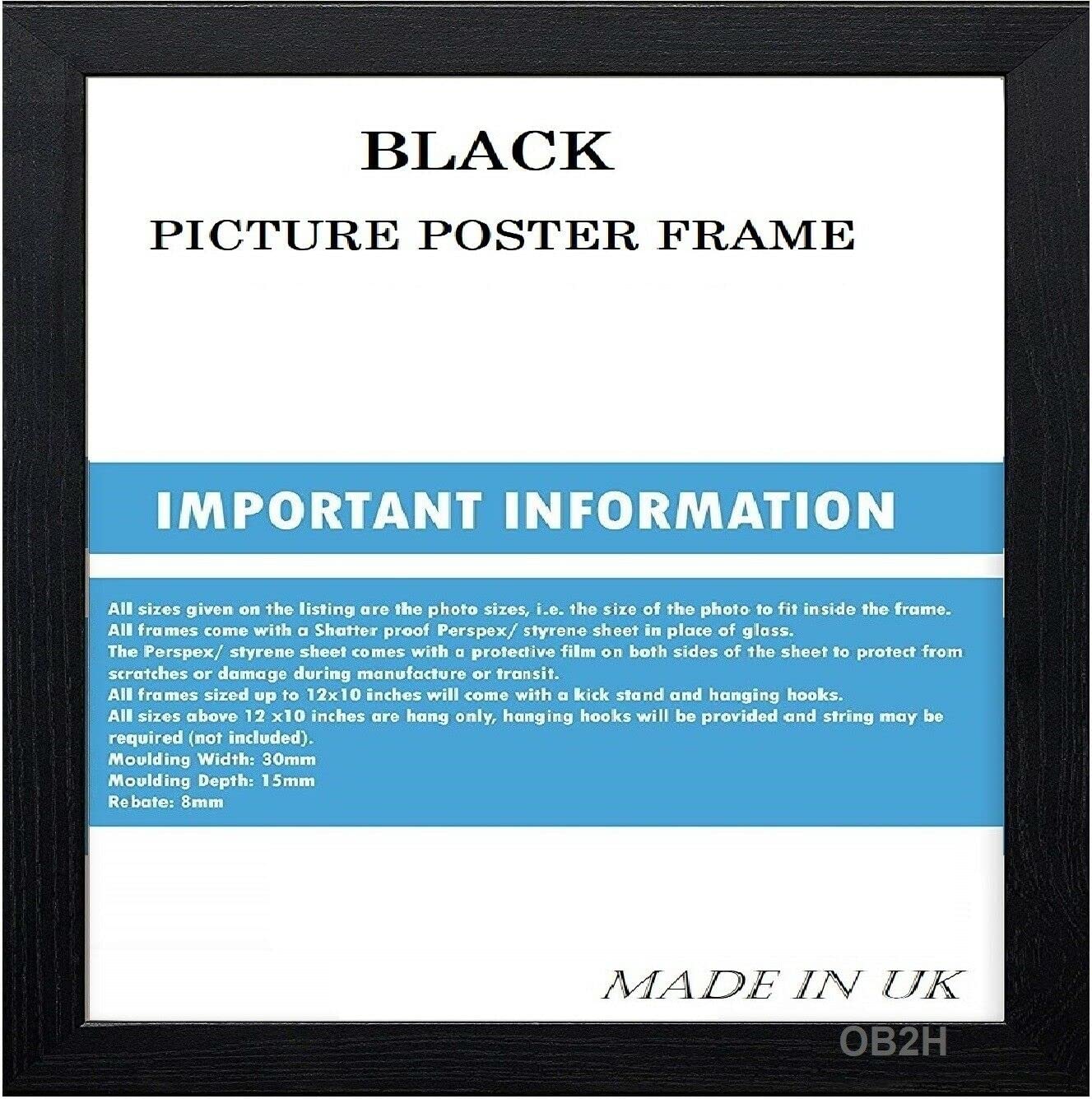 POPULAR SIZES PICTURE FRAME PHOTO FRAME (Black, 40 x 40 cm)