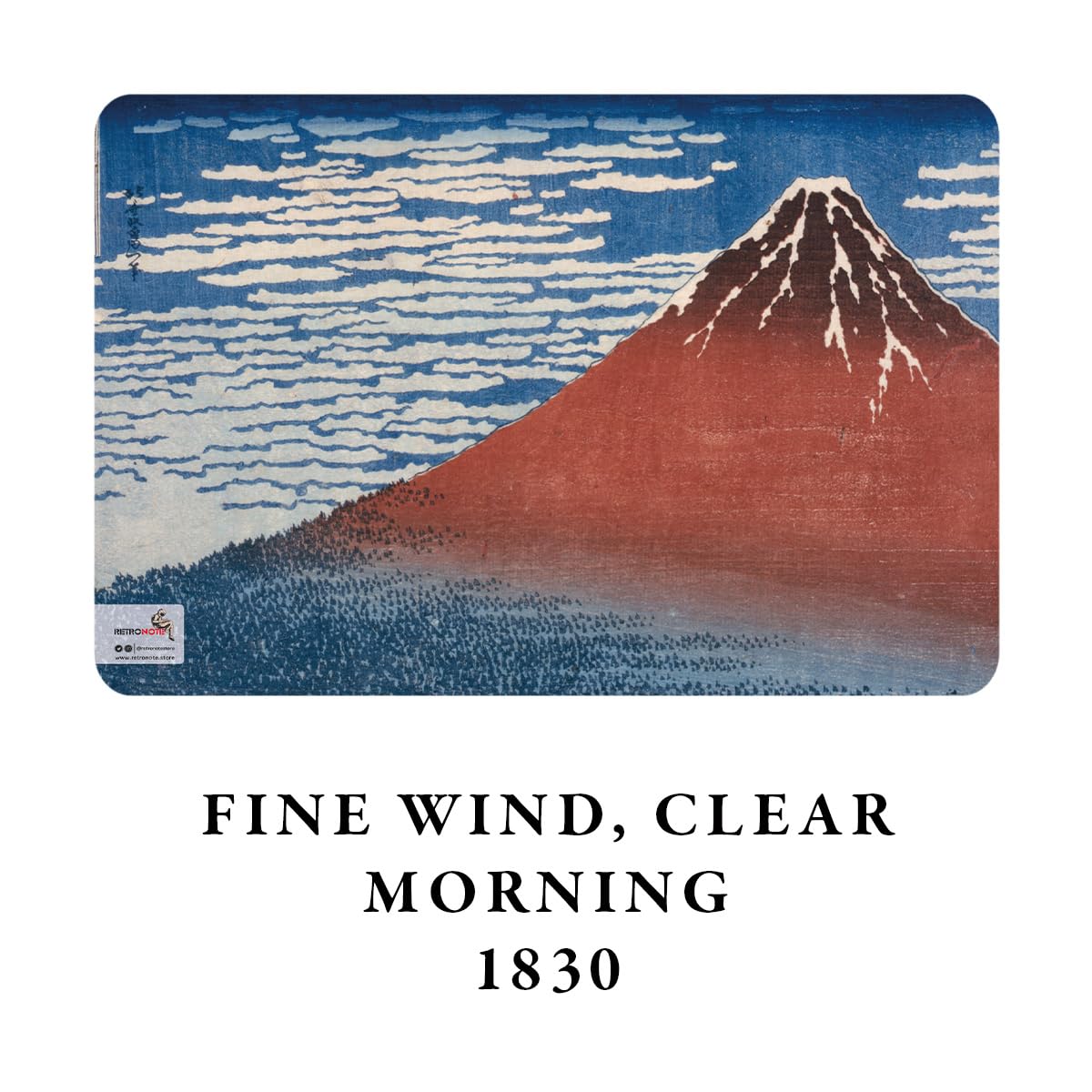 Retronote Hokusai zestaw 4 zeszytów 2, Mount Fuji Series I, bez pasków, 48 stron, 10,5 x 14 cm