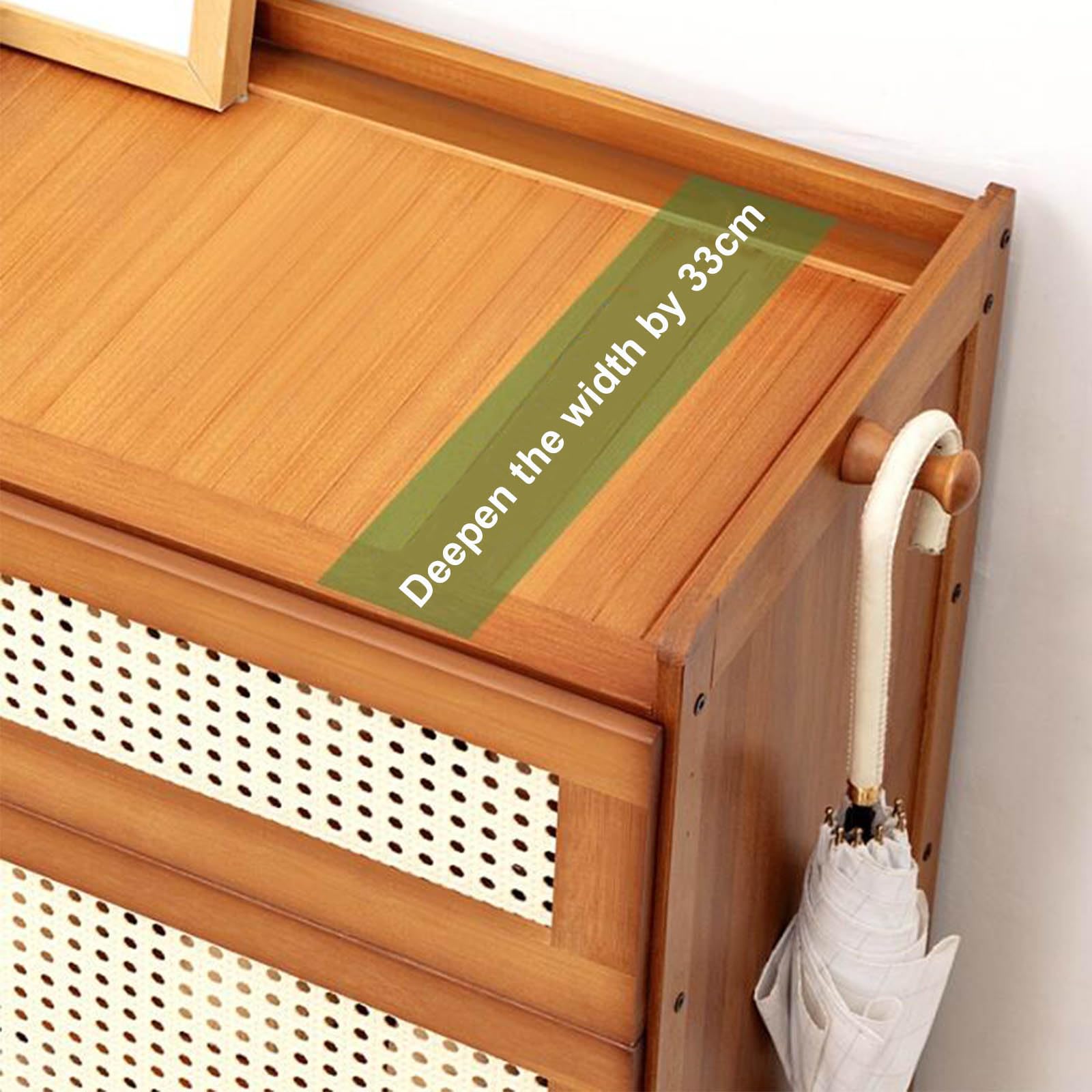 Scarpiera in bambù e Rattan con Ante a ribalta per Ingresso e Soggiorno, Sottile e Indipendente (80 * 33 * 115 cm)