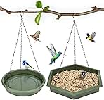Hanging Bird Bath,2 in 1 XL Hanging Bird Feeder & Birds Bath for Outside, Birds Water Feeder,Tray for Outdoors Garden Patio Decoration