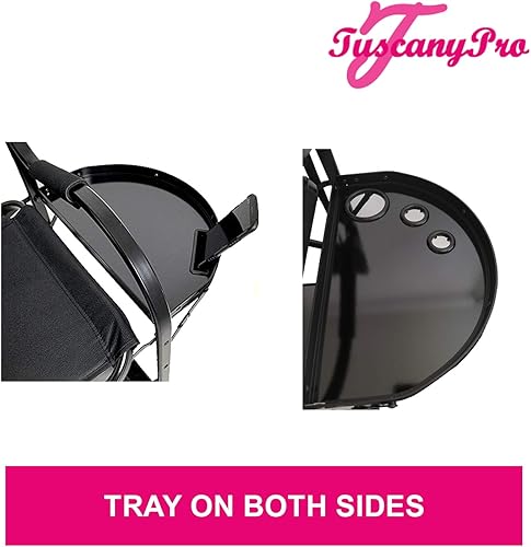 Miniatura 5 de Silla portátil para estilista con anillo de luz LED de 14 pulgadas, perfecta para estilistas, salón de belleza con altura de asiento ajustable,