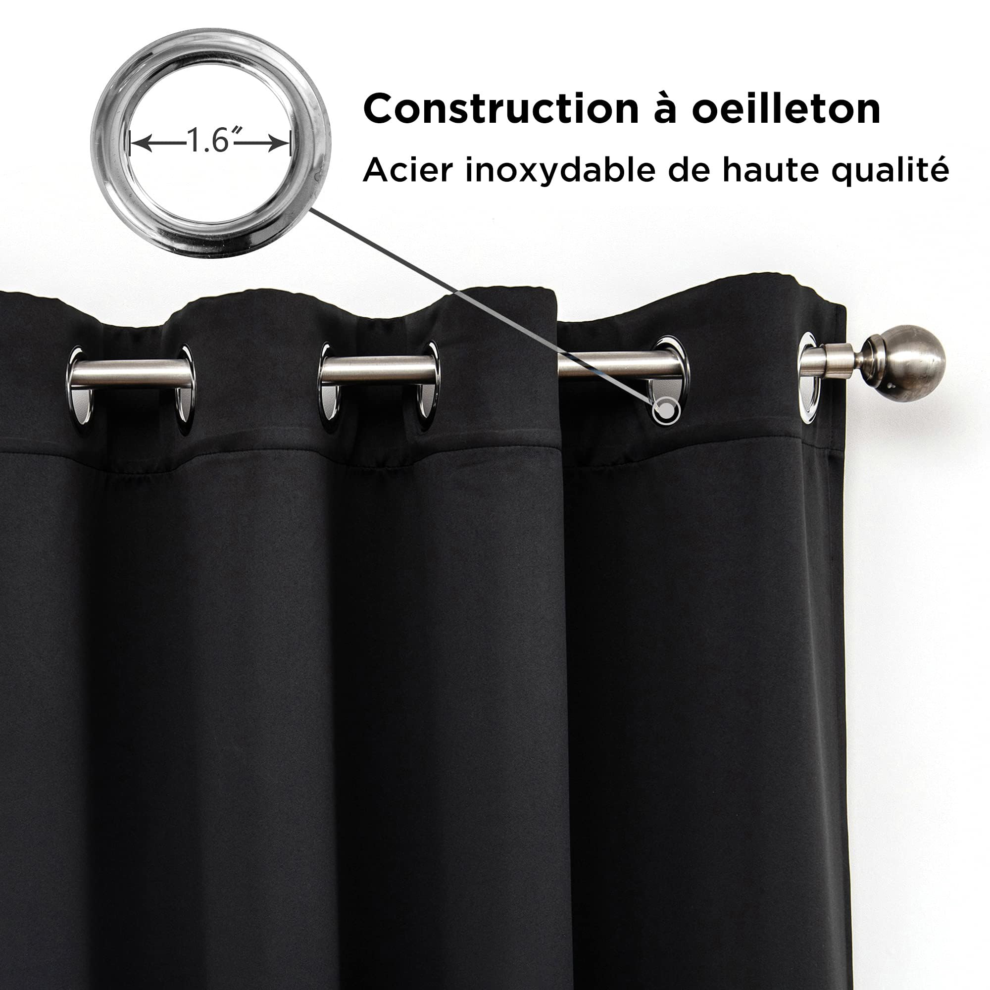 Rideau Occultant 2 Pièces 140x175cm, Rideau Thermique Isolant Anti Froid et Chaleur Tenture Opaque à Oeillets Lumiere Anti UV Decoration Chambre Maison Salon Intérieurs
