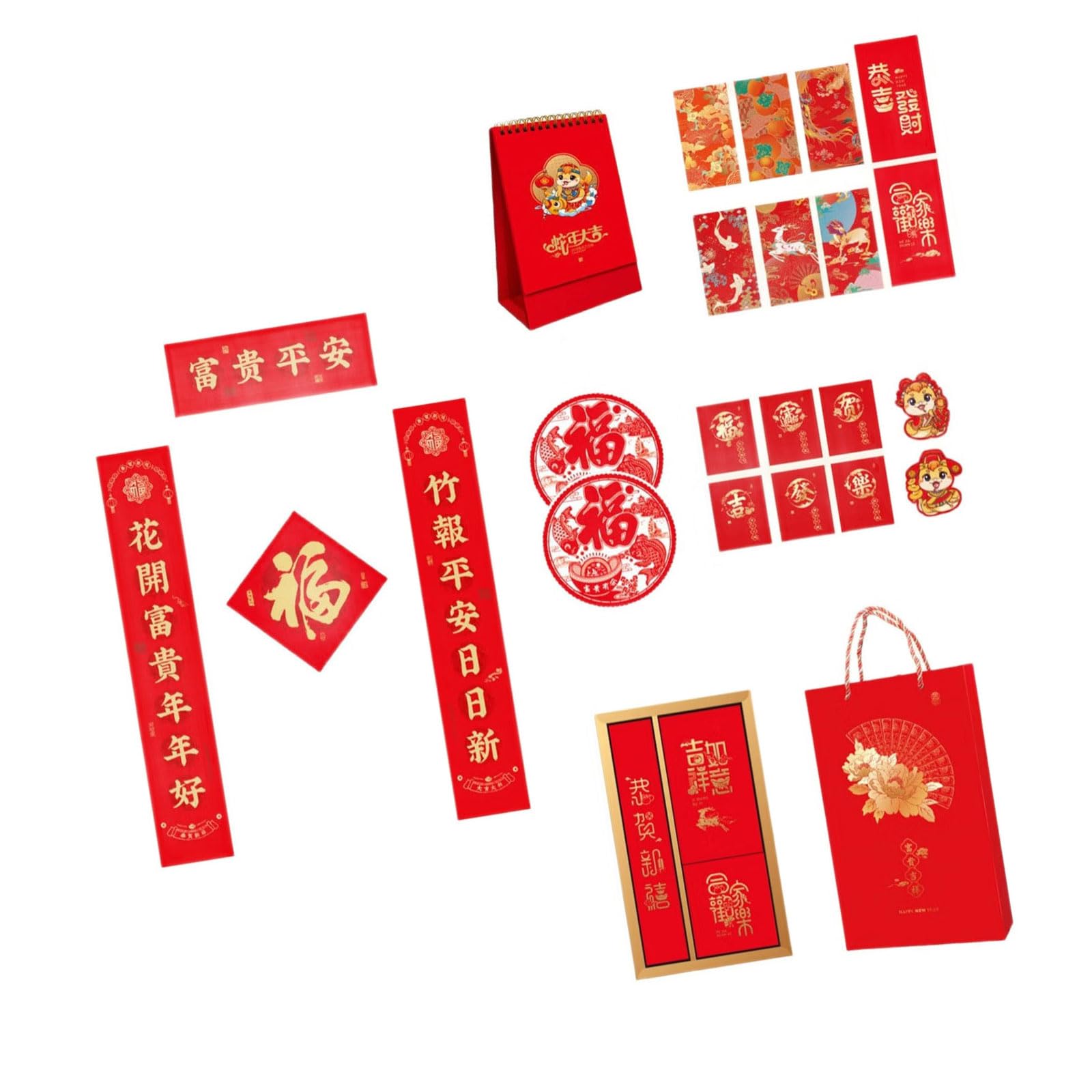 Jazuaiao Festival 2025 Snake Year Celebration Pack with Essential Decors Items for a Prosperous Chinese New Year Chinese Couplets