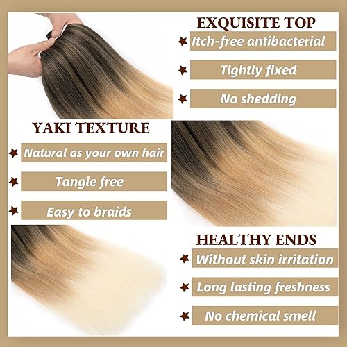 Miniatura 3 de Cabello trenzado preestirado, cabello trenzado degradado de 24 pulgadas, 6 paquetes de ajuste de agua caliente, cabello sintético Yaki profesional