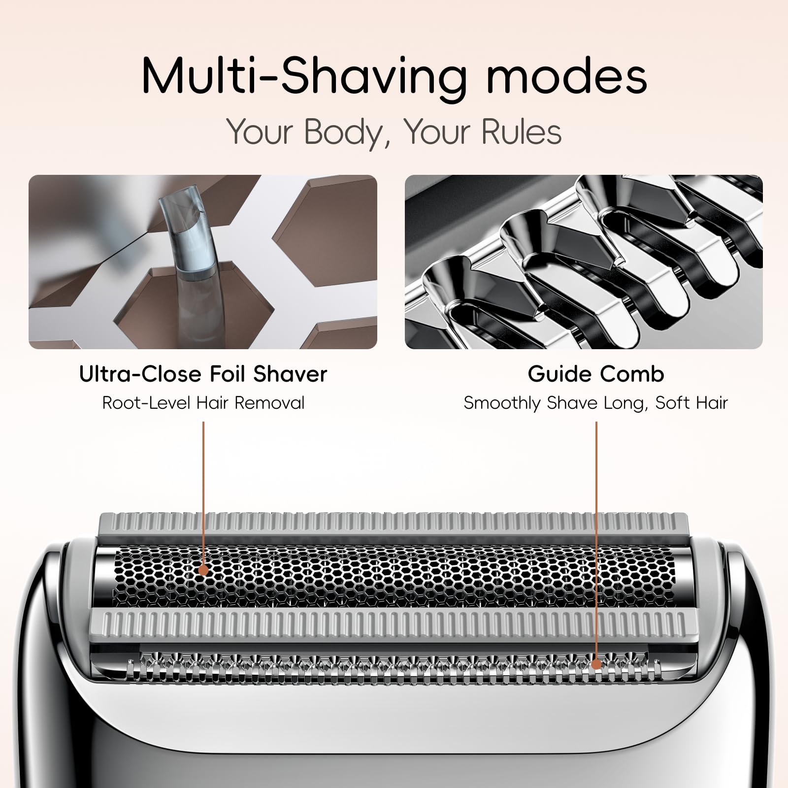 yoose Maquinillas de afeitar eléctricas para mujer, IPX7 Unibody Bikini Trimmer para mujer (USB-C, peine recortador, múltiples modos de afeitado), tamaño portátil, dorado radiante
