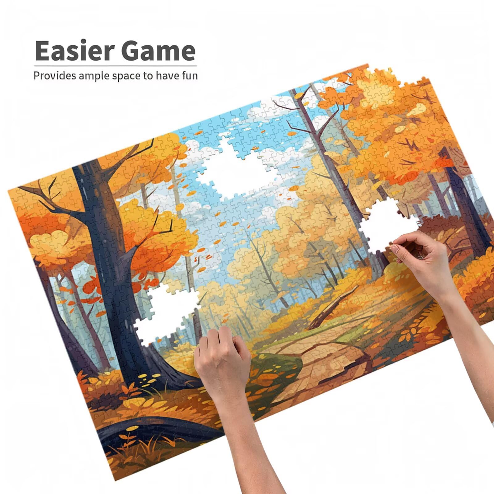 5000 sztuk puzzli dla dorosłych, kreatywne niemożliwe puzzle dla dorosłych początkujących, duża drewniana układanka z plakatem i pudełkiem do przechowywania, prezenty dla kobiet, motyw: jesień i
