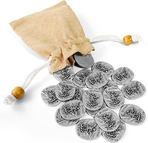 20 monedas de desafío de San Miguel Arcángel Monedas de ángel de la guarda, moneda de San Miguel para niños, moneda de oración con inscripción