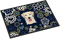Vista 127 de Caroline's Treasures BB1449JMAT - Tapete de bienvenida de carlino negro, 24 x 36 pulgadas, tapete azul para puerta delantera, para interiores
