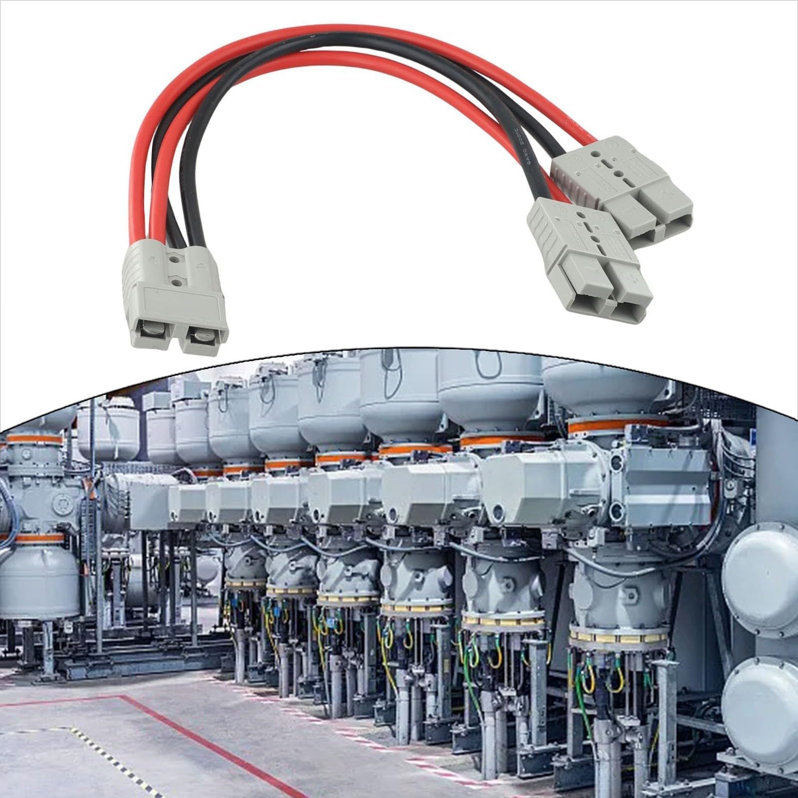 120 A für Anderson-Stecker auf Dual-Y-Adapter, 6 AWG, Auto-Kabel, Hochstrom-Stromanschluss für Schiffe, Yachten, Wohnmobile, Busse, Schwerlastfahrzeuge, 30 cm/50 cm, Grau (50 cm)