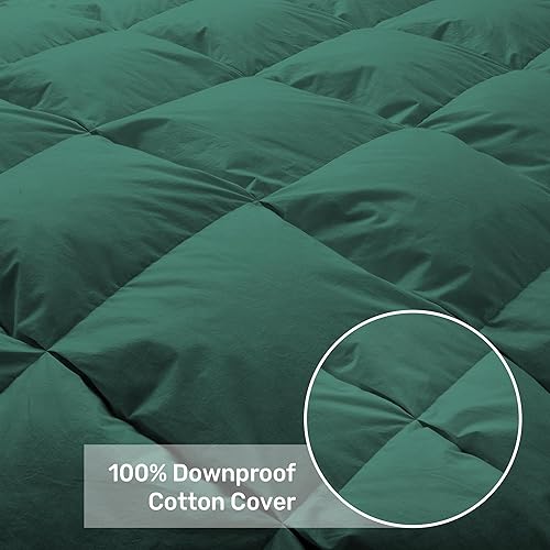 Miniatura 8 de UNIKOME Edredón de plumas de ganso con diseño plisado de pellizco, relleno de edredón para todas las estaciones con funda 100% algodón, esponjosidad