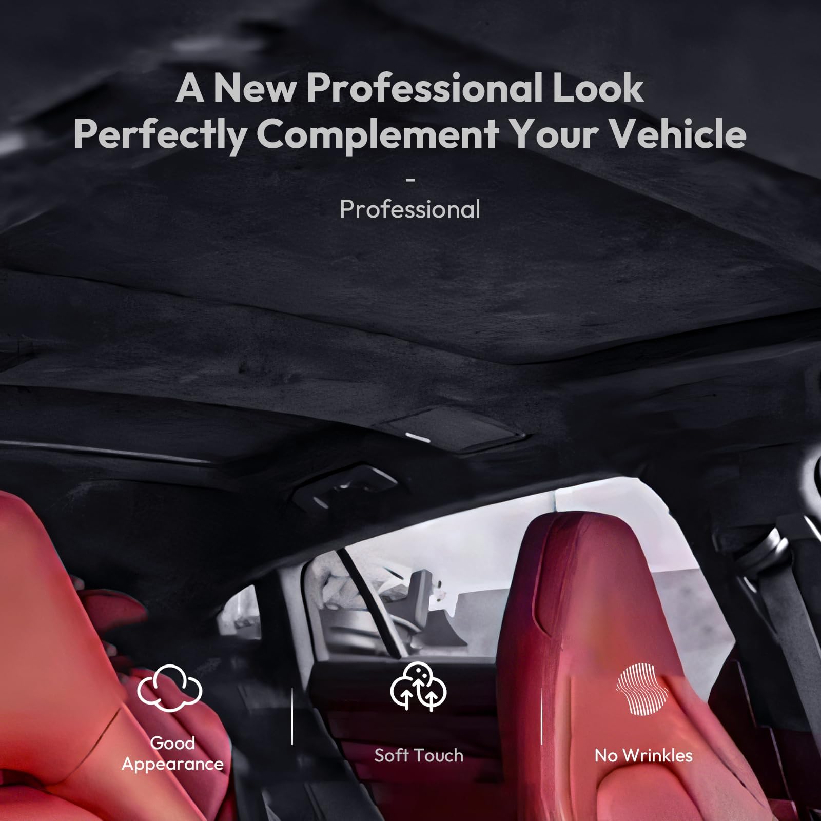 Suede Auto Headliner Fabric 92" L × 60" W with Foam Backing - Tube Packaging - Dark Grey Interior Replacement Material for Car/Truck/SUV/RV Roof - Home Repair/DIY Headliner Material