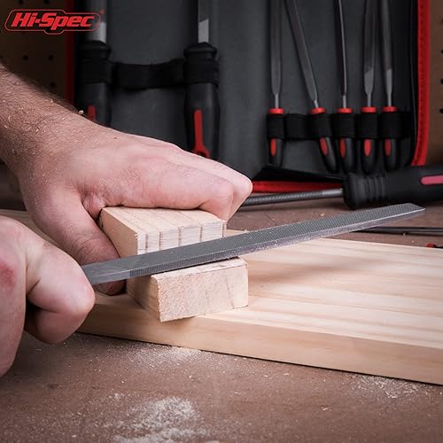 Miniatura 6 de Hi-Spec Juego de limas de acero de 16 piezas de mano de metal y pequeña aguja en un estuche de transporte. Limas finas, planas, medias, redondas