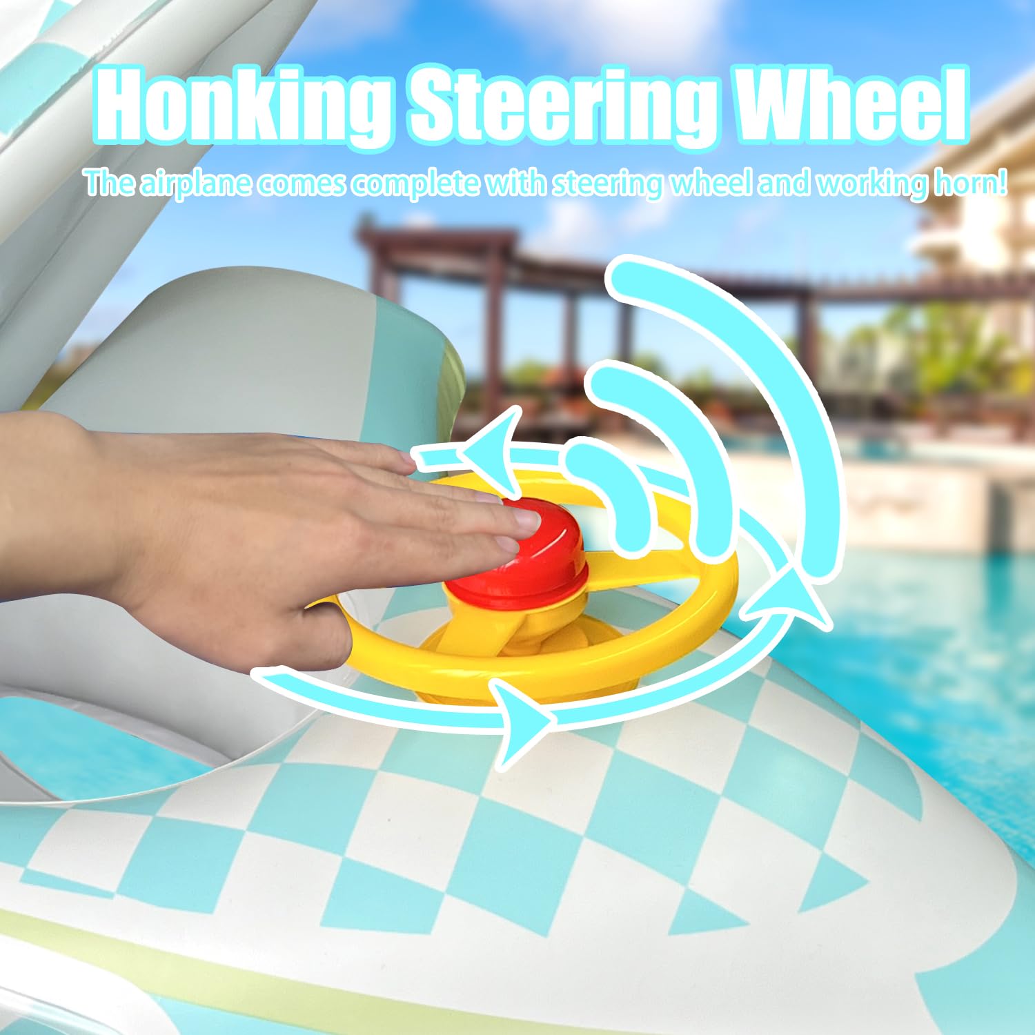 Flotador Inflable De Piscina Con Sombrilla Para Bebés | Estilo Coche Rosa Con Volante Y Bocina | PVC Resistente | Protección UV Y Divertido