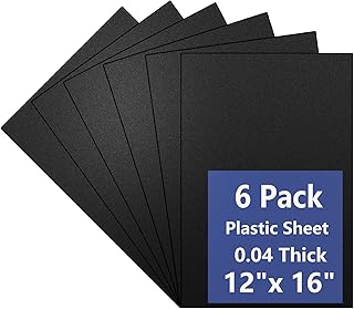 6 Pack Black Plastic Sheet 12x16x0.04 in Flexible High Tensile Plastic Sheets Black Plastic Panel for DIY Materials Handicrafts Home Decoration