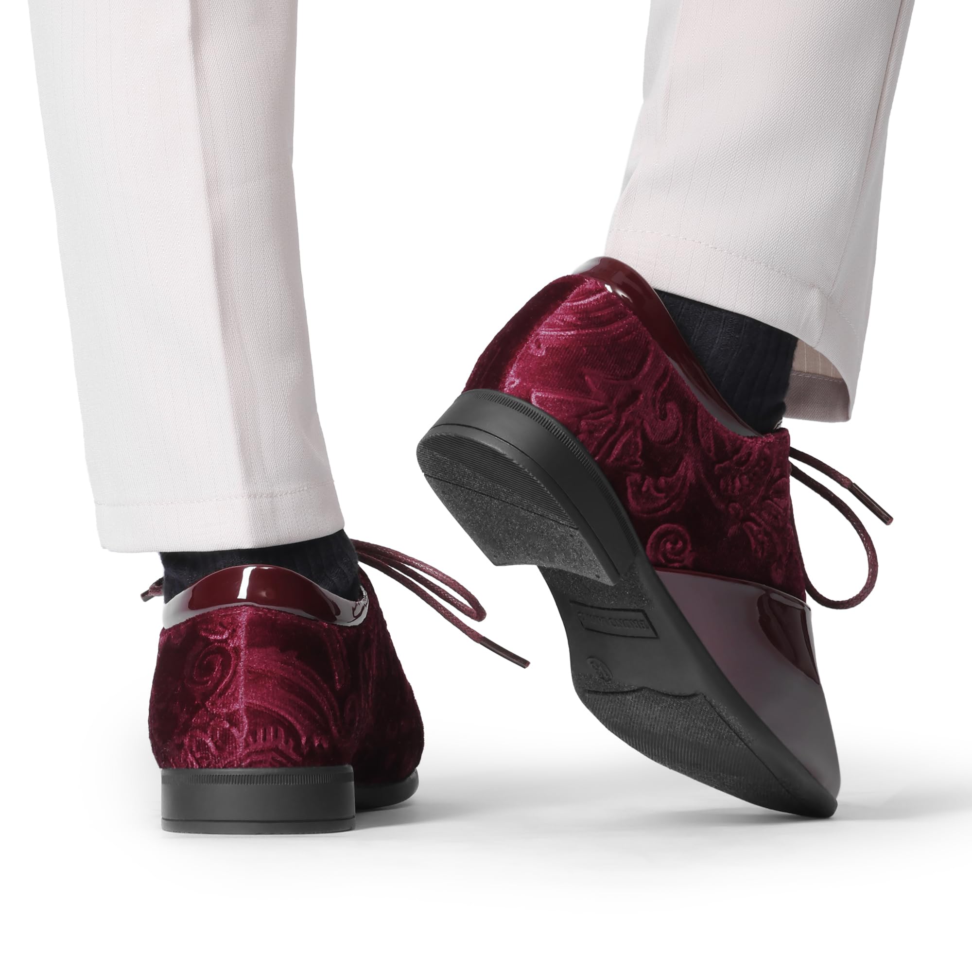 Bruno Marc Chłopięce Buty Formalne Patent Aksamitny Smoking Oxford Buty, Ciemnoczerwony, 2 Little Kid
