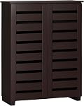 HOMCOM Narrow Shoe Cabinet with 2 Slatted Doors, Modern Shoe Storage Cabinet with Adjustable Shelves for Entryway, Hallway, Living Room, Holds 15 Pairs, White
