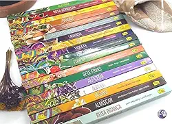 Kit Incenso Indiano Taj Vários Aromas - 15 Caixas com 8 varetas cada + Incensário