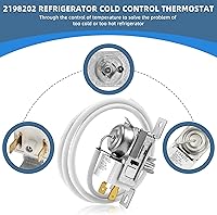 Vista 3 de 2198202 Reemplazo de control de termostato de refrigerador, WP2198202 control de termostato de congelador apto para refrigeradores Ken-More