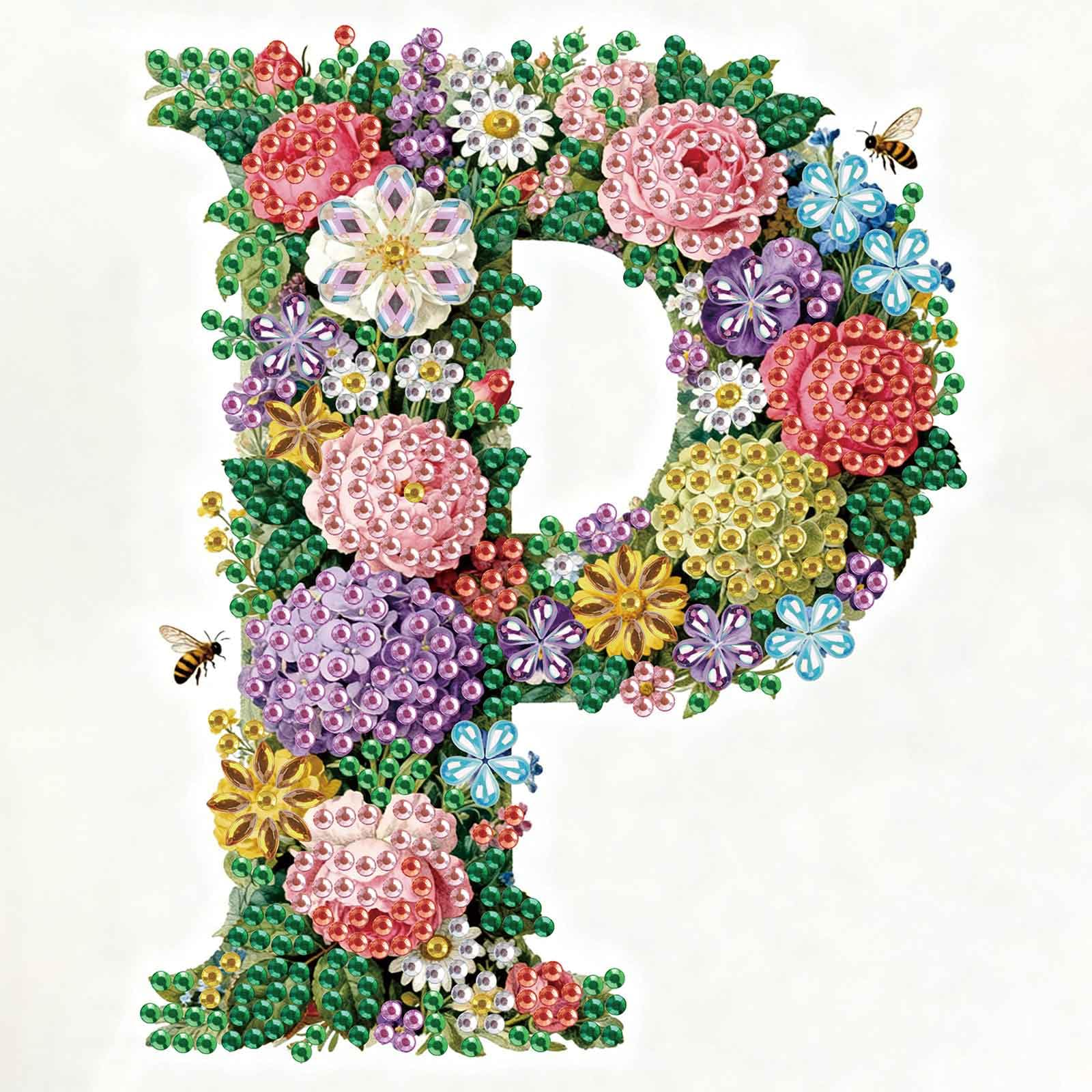 5D Diamond Art Kits - Floral Alphabet Designs -13