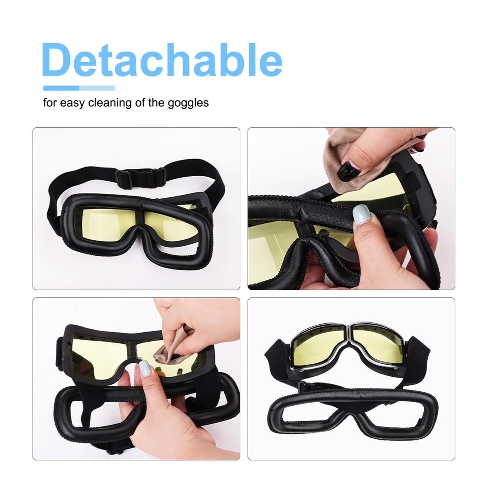 Gafas de cuero para motocicleta, gafas para carreras de motocross(Grey Lenses 2)