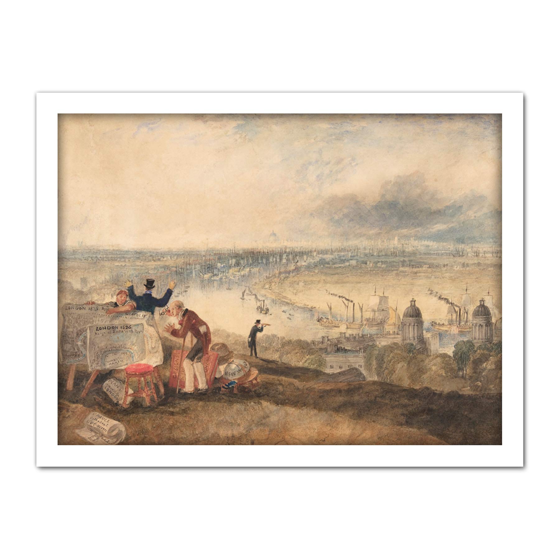 Artery8 Turner View London From Greenwich Painting Artwork Framed Wall Art Print 18X24 Inch